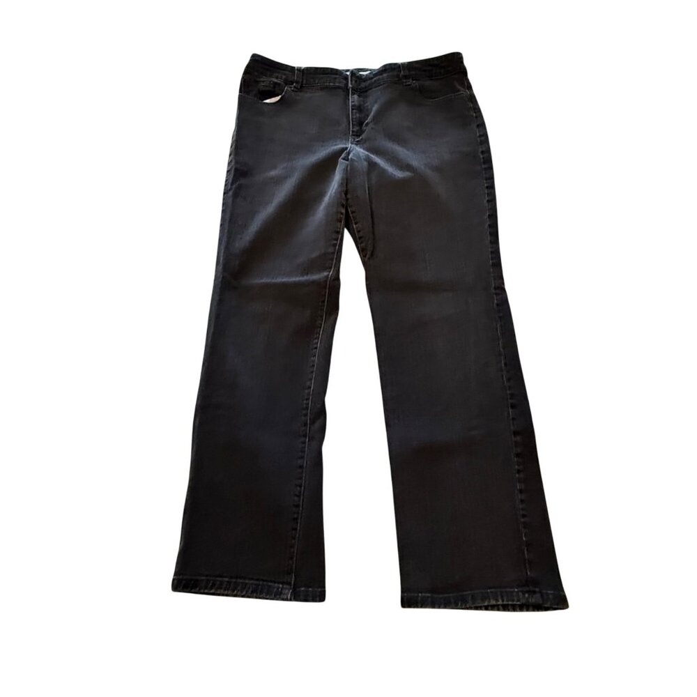 Chicos Platinum Women's Size 2.5 Short (34x28) Slim Leg‎ Black Stretch Denim